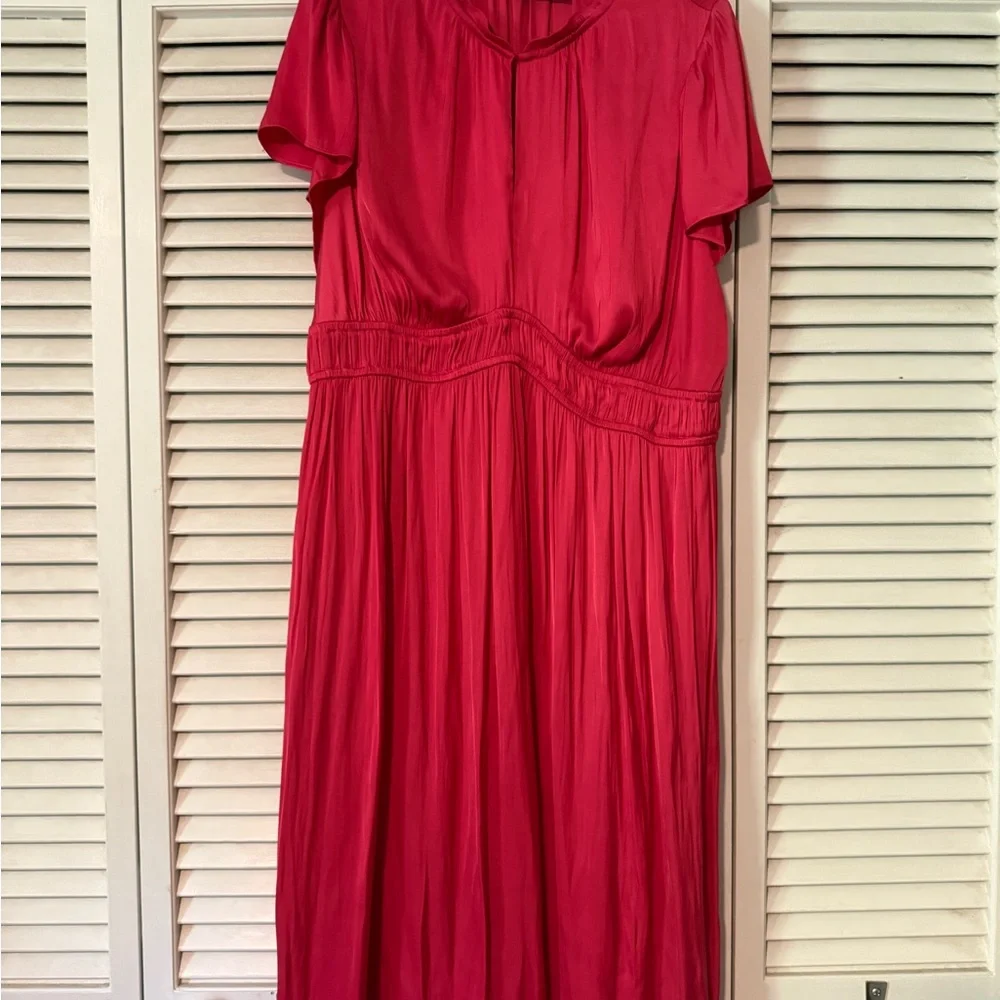 Lane Bryant hot pink Short-Sleeve Midi Dress - Picture 2 of 4